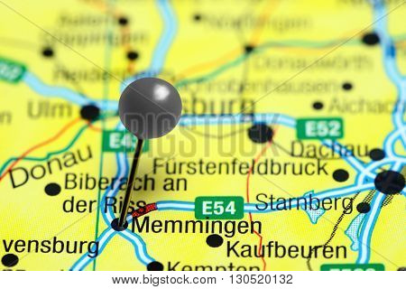 Memmingen pinned on a map of Germany