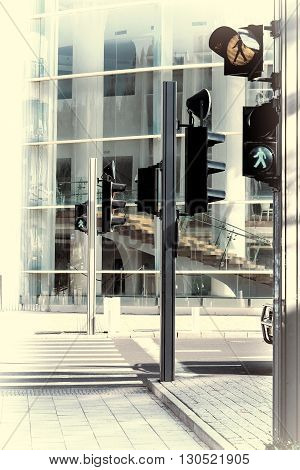 Pedestrian Crossing in Tel Aviv Israel Retro Image Filtered Style