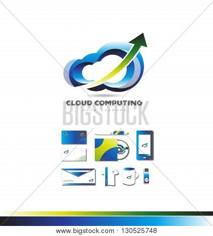 Vector company logo icon element template cloud computing shape storage data transfer technology