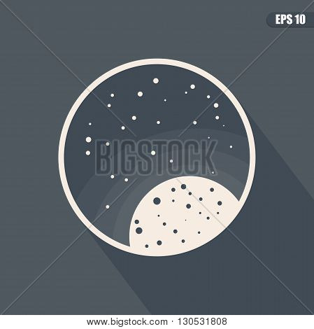 Space landscape: stars, planets, comet, ufo, stardust. Vector flat illustrations and background. Vector flat design illustration of space icons. Space icon set.