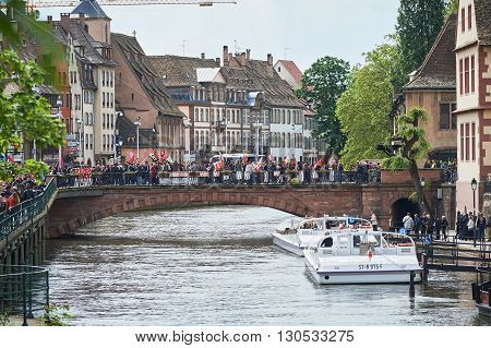 Protestors On Pont Du Corbeau