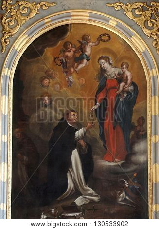 PRIMISWEILER, GERMANY - OCTOBER 20: Altar of Our Lady of the Rosary in church of St. Clement in Primisweiler, Germany on October 20, 2014.