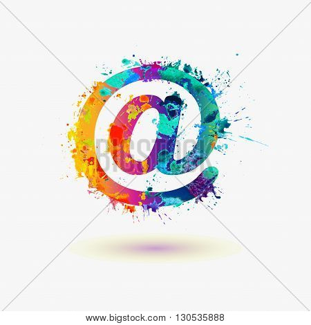Vector Watercolor Email Symbol. At Sign