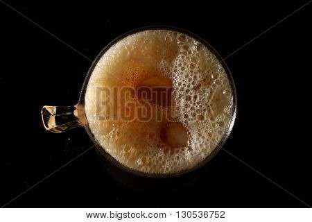 top angle of teh tarik or milk tea