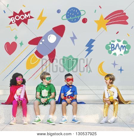 Superhero Super Kid Children Hero Playful Concept