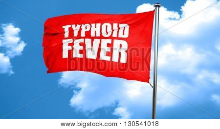 typhoid fever, 3D rendering, a red waving flag
