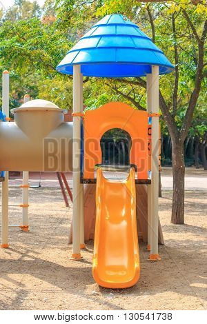 Closeup of slide at Сhildren's playground Multi - Unit