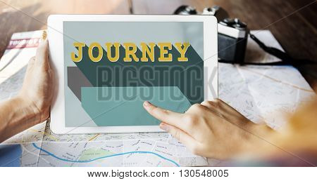 Journey Word Graphic Tablet Concept