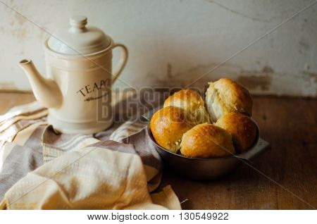 garlic bread rolls with garlic. Bread bun with garlic. lush homemade buns with garlic