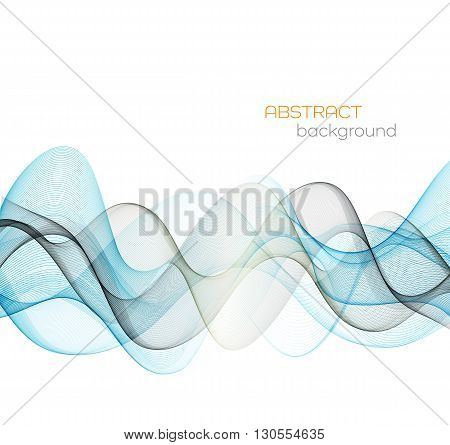 Abstract vector background, blue transparent waved lines for brochure, website, flyer design.  Blue and gray smoke wave. Blue wavy background