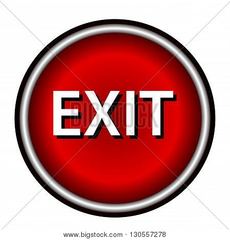 Exit flat icon, red circle, white background