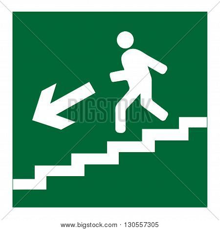 Man on Stairs going down symbol on white background