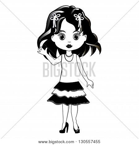 Beautiful romantic girl on white background. Vector image.
