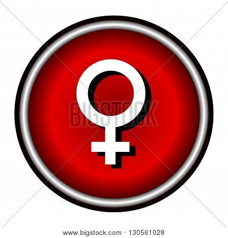 Woman Icon Vector, red round button isolated on white background