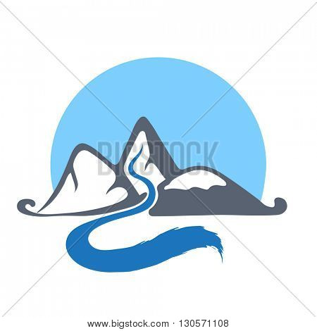 Mountain river, vector logo illustration.