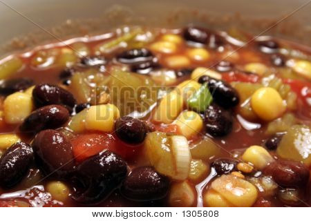 Zuppa di fagioli neri di grandangolo
