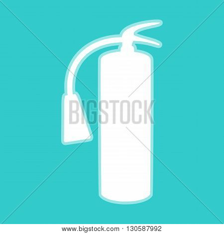 Fire extinguisher icon. White icon with whitish background on torquoise flat color.