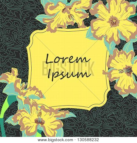 narcissus flower card element yellow on black