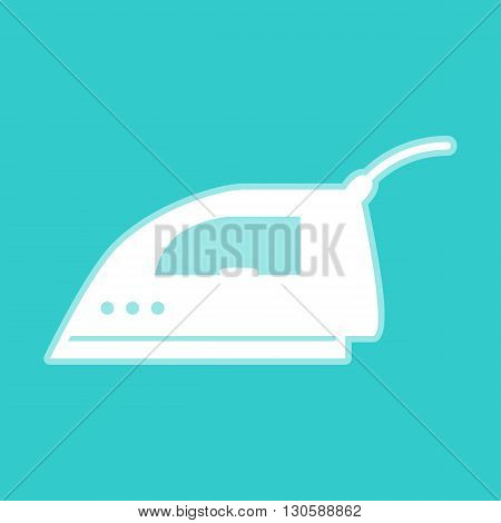 Smoothing, Iron icon. White icon with whitish background on torquoise flat color.