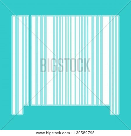 Bar code icon. White icon with whitish background on torquoise flat color.