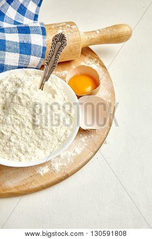 Ingredients for domestick baking. white background. cooking concept