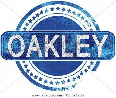 oakley grunge blue stamp. Isolated on white.