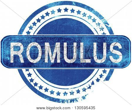 romulus grunge blue stamp. Isolated on white.