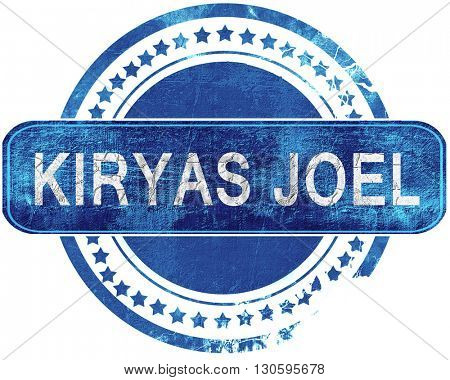 kiryas joel grunge blue stamp. Isolated on white.