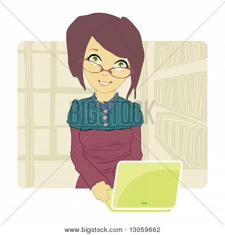 Donna d'affari con il computer portatile