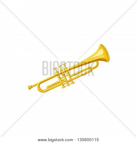 Brass trumpet icon in cartoon style on a white background