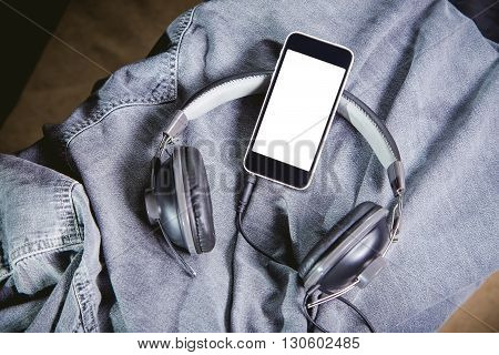 Listen To Music, Phone, Shirt And Headphones