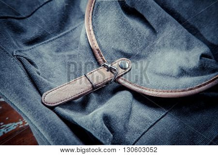 Backpack with leather belt harg a belt