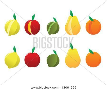 Citron, äpple, päron, Lime, Orange.