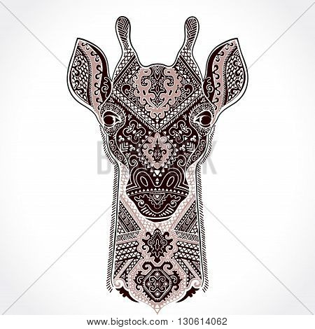 Vector giraffe with ethnic and tribal ornaments