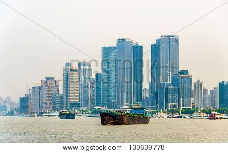 Shanghai skyline above the Huangpu River in China