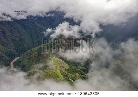View Of The Lost Incan City Of Machu Picchu And Huayna Picchu Mountain From Machu Picchu Mountain .l