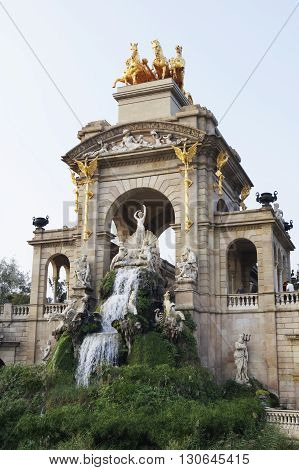BARCELONA SPAIN - OCTOBER 09 2015: Cascada Monumental is located at Parc De la Ciutadella in Barcelona Spain?