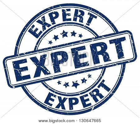 expert blue grunge round vintage rubber stamp