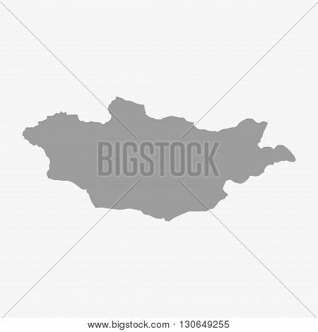 Mongolia map in gray on a white background