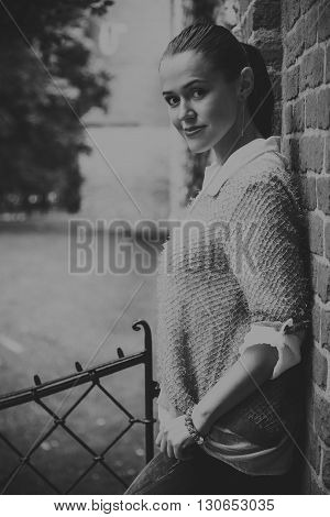 Beautiful girl traveling in the ancient town