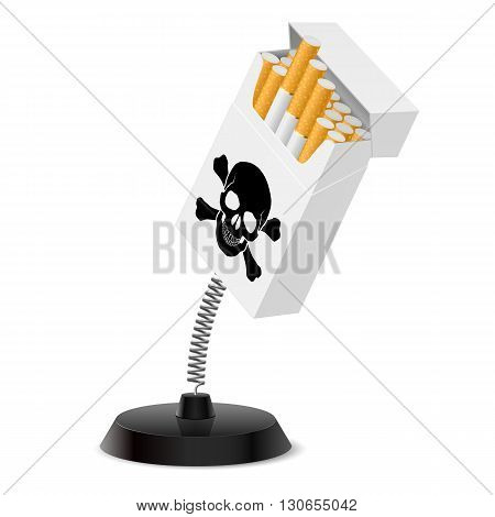 Table souvenir in form of cigarettes pack with black skull on spring