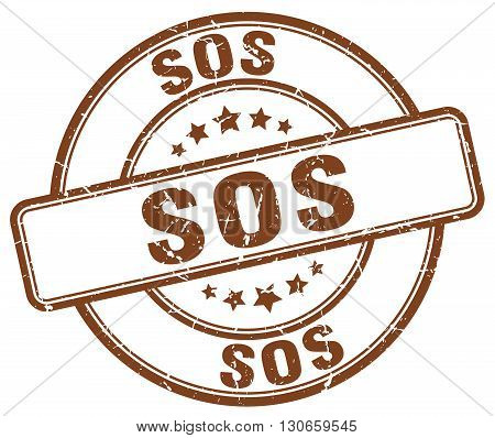 sos brown grunge round vintage rubber stamp