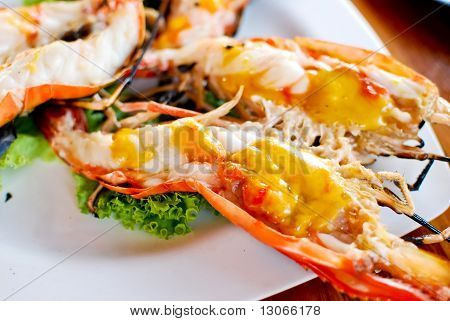 Gegrillte Garnelen Closeup