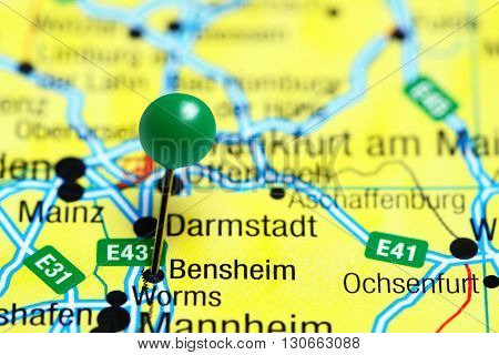 Bensheim pinned on a map of Germany