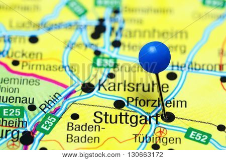 Stuttgart pinned on a map of Germany