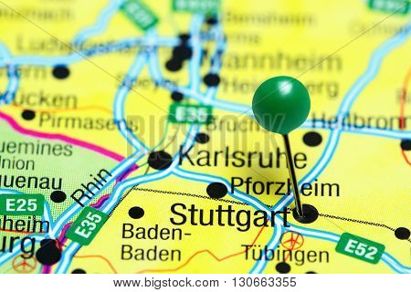 Stuttgart pinned on a map of Germany