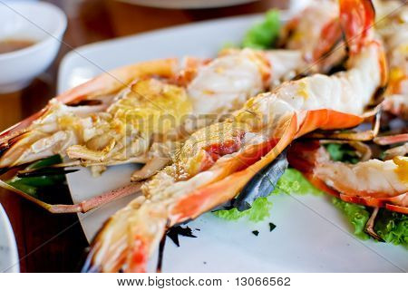 Gegrillte Garnelen Closeup