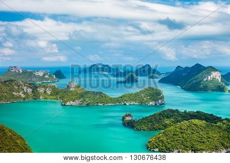 Tropical Group Of Islands In Ang Thong National Marine Park. Top View