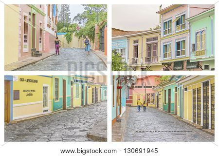 GUAYAQUIL ECUADOR - OCTOBER - 2015 - Photo set of Las Penas an emblematic neighborhood of Guayaquil known for its colonial architecture.