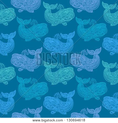 Whale In Paisley Doodle Mehndi Style.